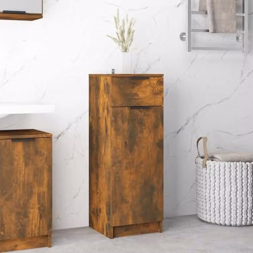 vidaXL Modern Freestanding Bathroom Cabinet in Brown Oak, W/D/H: 32 x 34 x 90 cm – 2