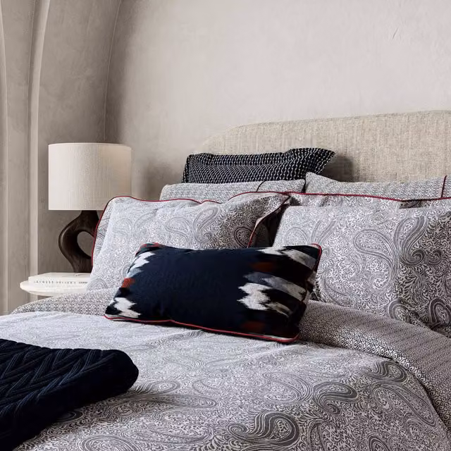 Bedeck of Belfast Aruni Single Duvet Cover and Pillowcase Set, Midnight Blue, Reversible Mako Satin Cotton, W: 90 cm, H: 200 cm