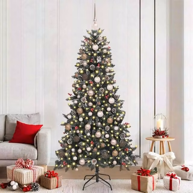 Berkfield Home Artificial Christmas Tree in Green with Stand, W/D/H: 114 x 114 x 210 cm