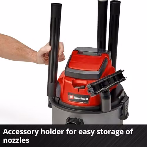Einhell TC-VC 18/15 Li Solo 18V Power X-Change Cordless Wet and Dry Vacuum Cleaner with 15L Tank in Red and Black – 6