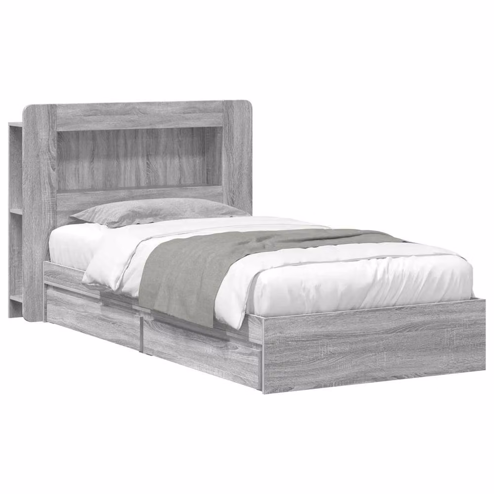 Berkfield Home Modern Bed Frame with Storage Drawers in Grey Sonoma, Engineered Wood, W: 75 cm x L: 190 cm – 2