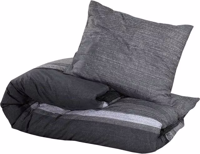 Berkfield Home Elegant Cotton Duvet Cover and Pillowcase Set, Grey, W/D/H: 140 x 200 cm and 60 x 70 cm