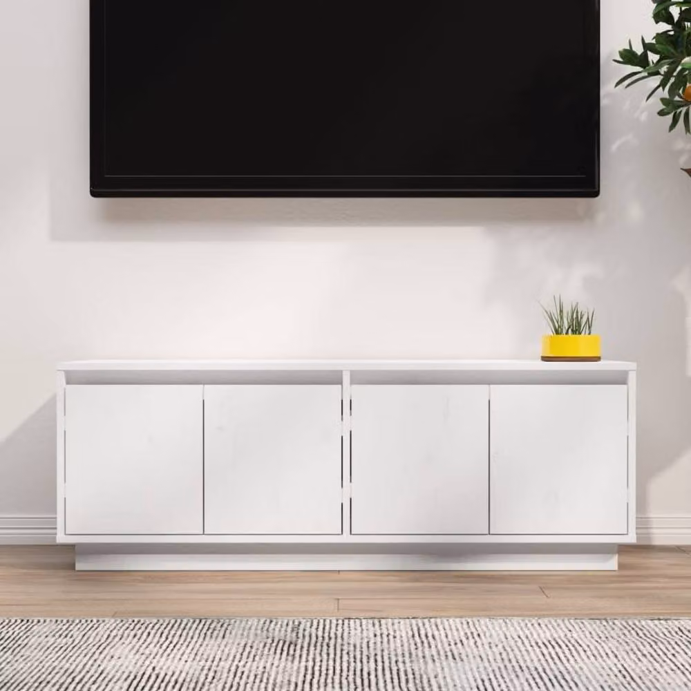 Berkfield Home White Rustic Solid Wood Pine TV Cabinet W/D/H: 110 x 34 x 40 cm – 2