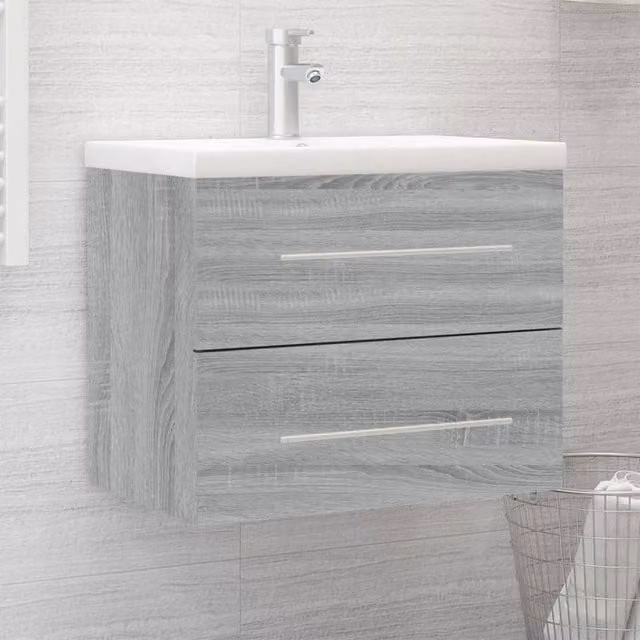 Berkfield Home Grey Sonoma Sink Cabinet with Built-in Basin in Engineered Wood