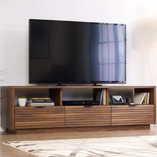 Teknik Mid-Century Walnut and Metal TV Stand Credenza in Brown