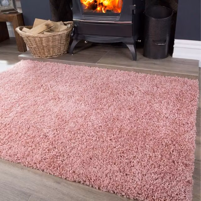 The Rug House Soft Value Shaggy Area Rug in Blush Pink, W: 220 cm, D: 160 cm