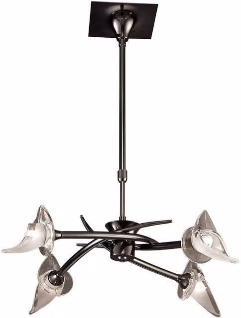 Netlighting Flavia Telescopic 4 Light G9 Semi Flush Ceiling Pendant in Black Chrome