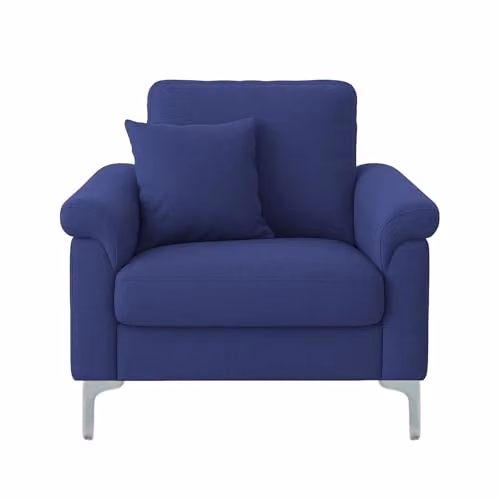 KOSY KOALA Modern Blue Fabric 2 Seater Sofa and Armchair Set with Scatter Cushions – 2