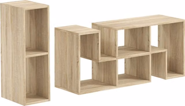 HOMCOM Extendable Grey Oak TV Stand with Storage Shelves for TVs up to 75 Inches