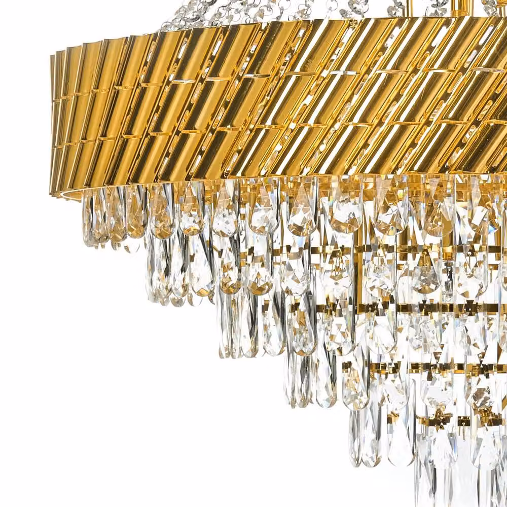 Wyld and Coco Gold Metal and Crystal Suspended Chandelier – 3