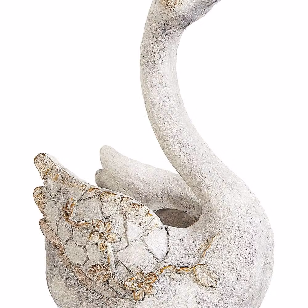 Wyld and Coco White Swan Ceramic Planter with Copper Accents, Height: 40 cm, Width: 21 cm, Depth: 14 cm – 2