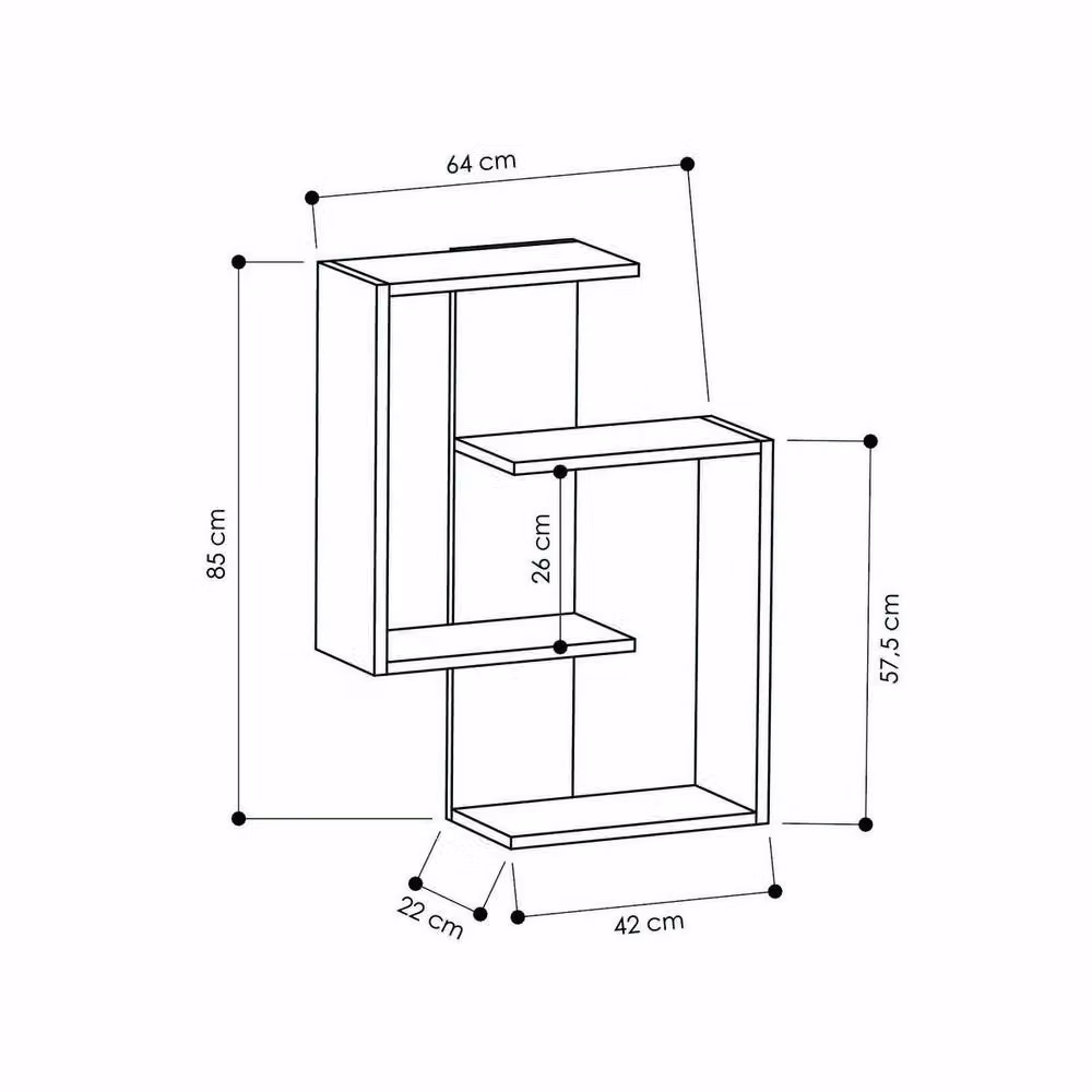 CALICOSY Wall Mounted Shelf in Oak and Anthracite Grey, Height: 85 cm – 5