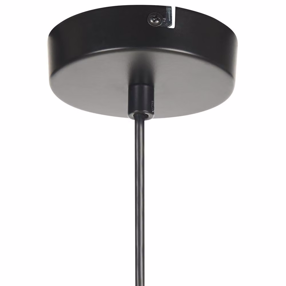 Wyld and Coco Natural Paper Rattan-Effect Pendant Lamp with Black Metal Frame and Height Adjustment – 3