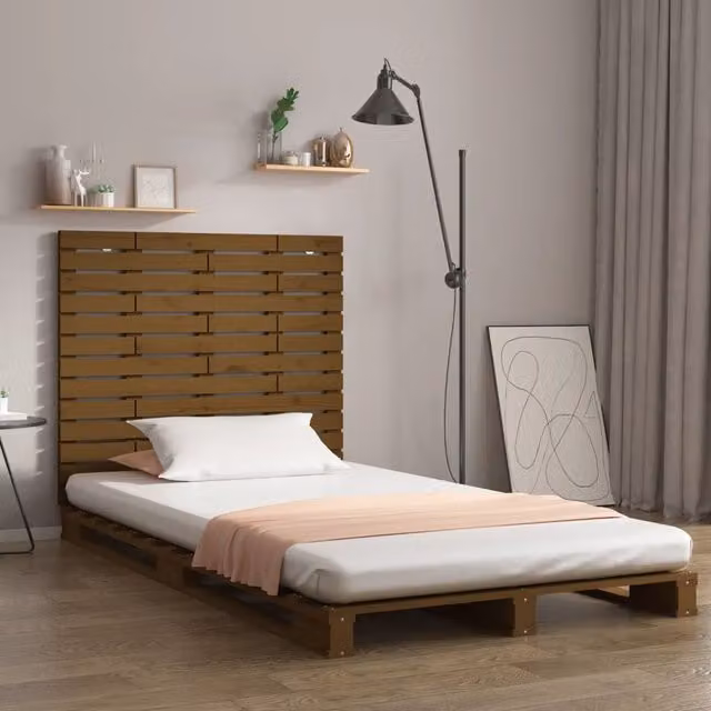 Berkfield Home Rustic Solid Wood Pine Wall Headboard, Honey Brown, W: 146 cm, D: 3 cm, H: 91.5 cm – 1