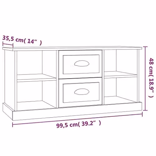 vidaXL Modern Black Engineered Wood TV Cabinet, W/D/H: 99.5 x 35.5 x 48 cm