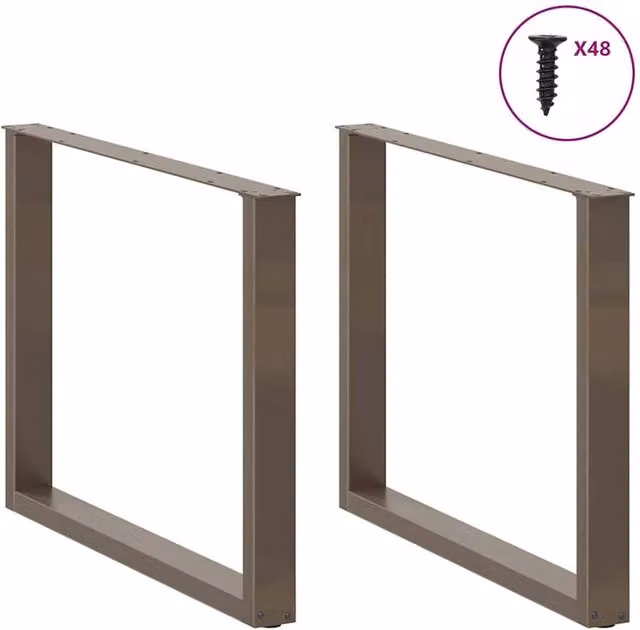 Berkfield Home Modern U-Shaped Coffee Table Legs, 3 Piece Set, Brown Powder-Coated Steel, W: 100 cm, H: 72.5 cm – 1