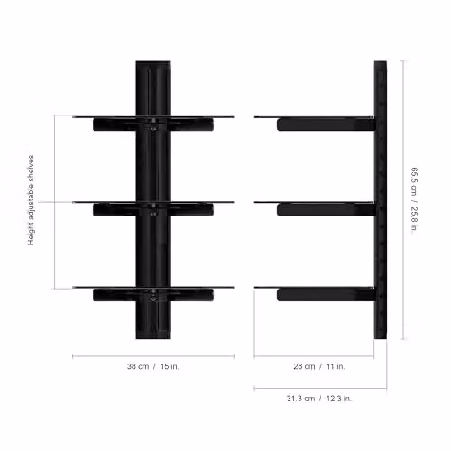 AVF AS300 AV Triple Shelf Accessory in Black – 3