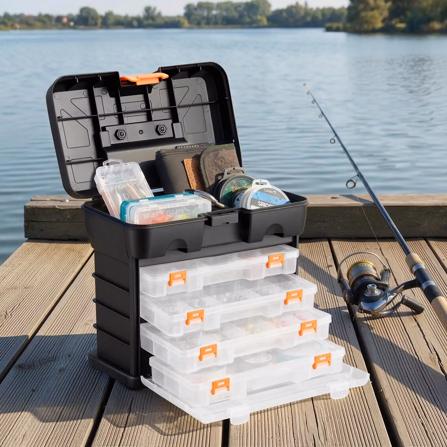 VonHaus Plastic Utility Tool Box Storage Organiser Case in Black with Inserts – 6