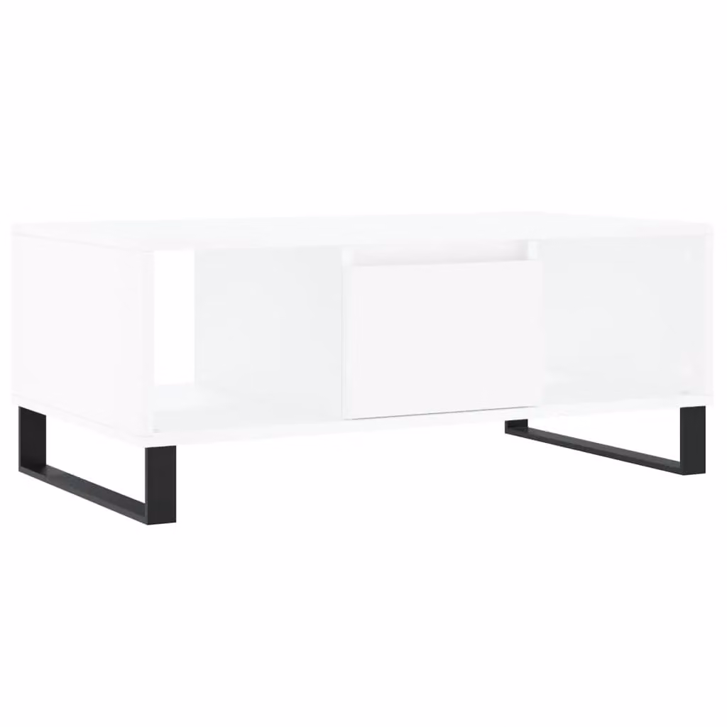 Berkfield Home Modern White Rectangular Coffee Table in Engineered Wood W/D/H: 90 x 50 x 36.5 cm – 2