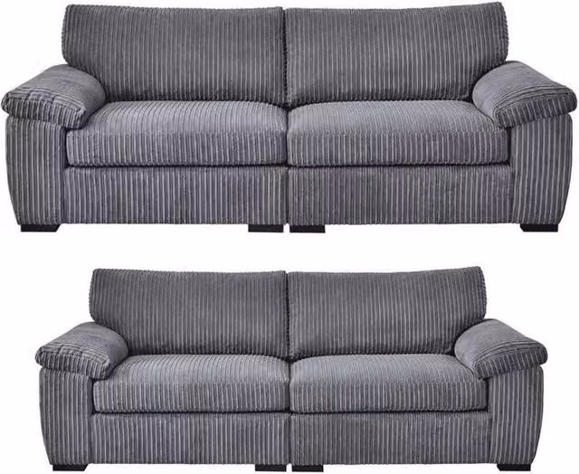 Bliss Furniture Amalfi 3+2 Seater Sofa Set in Grey Soft Fabric
