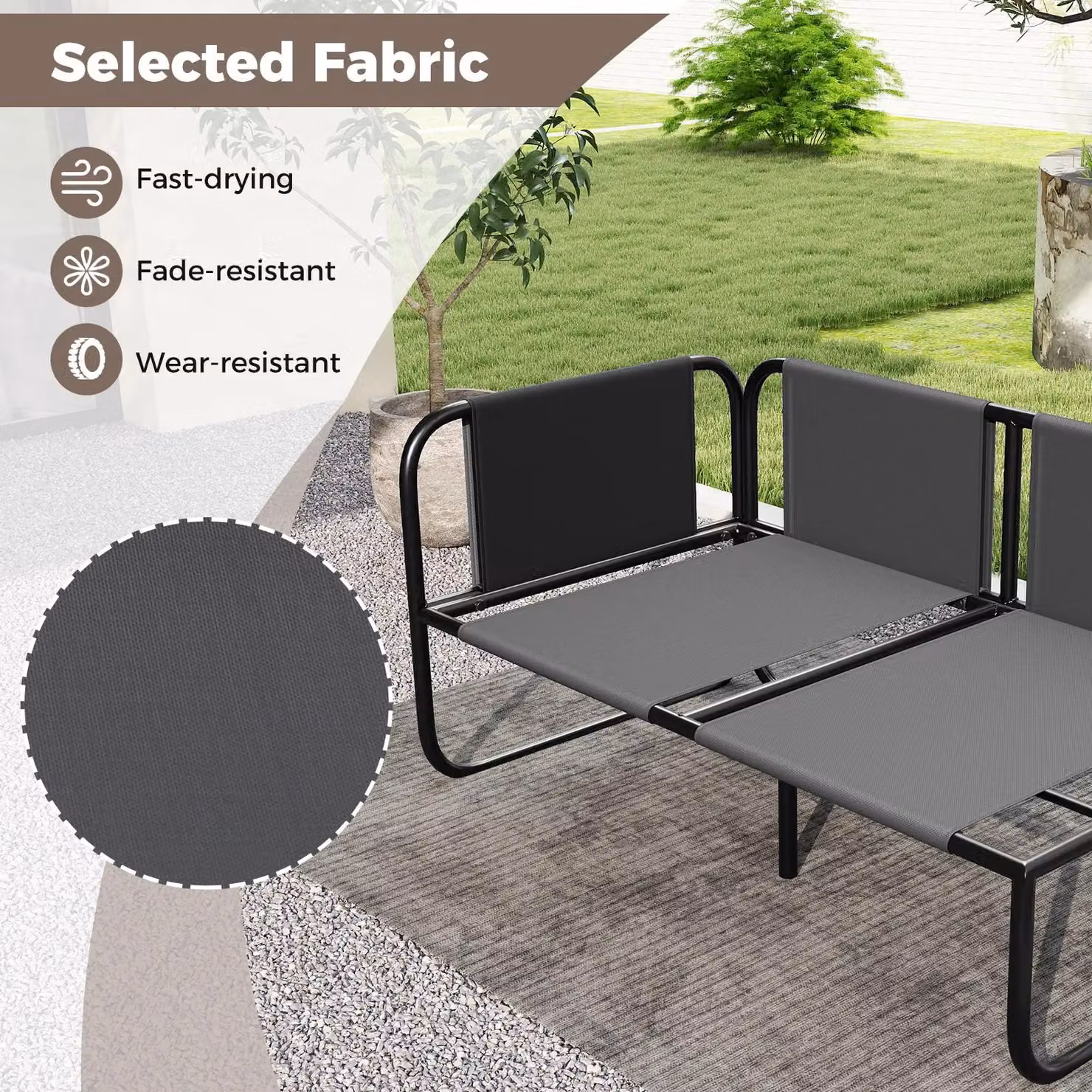 Gymax 2-Seater Garden Sofa Loveseat with Upholstered Cushions in Grey – 4