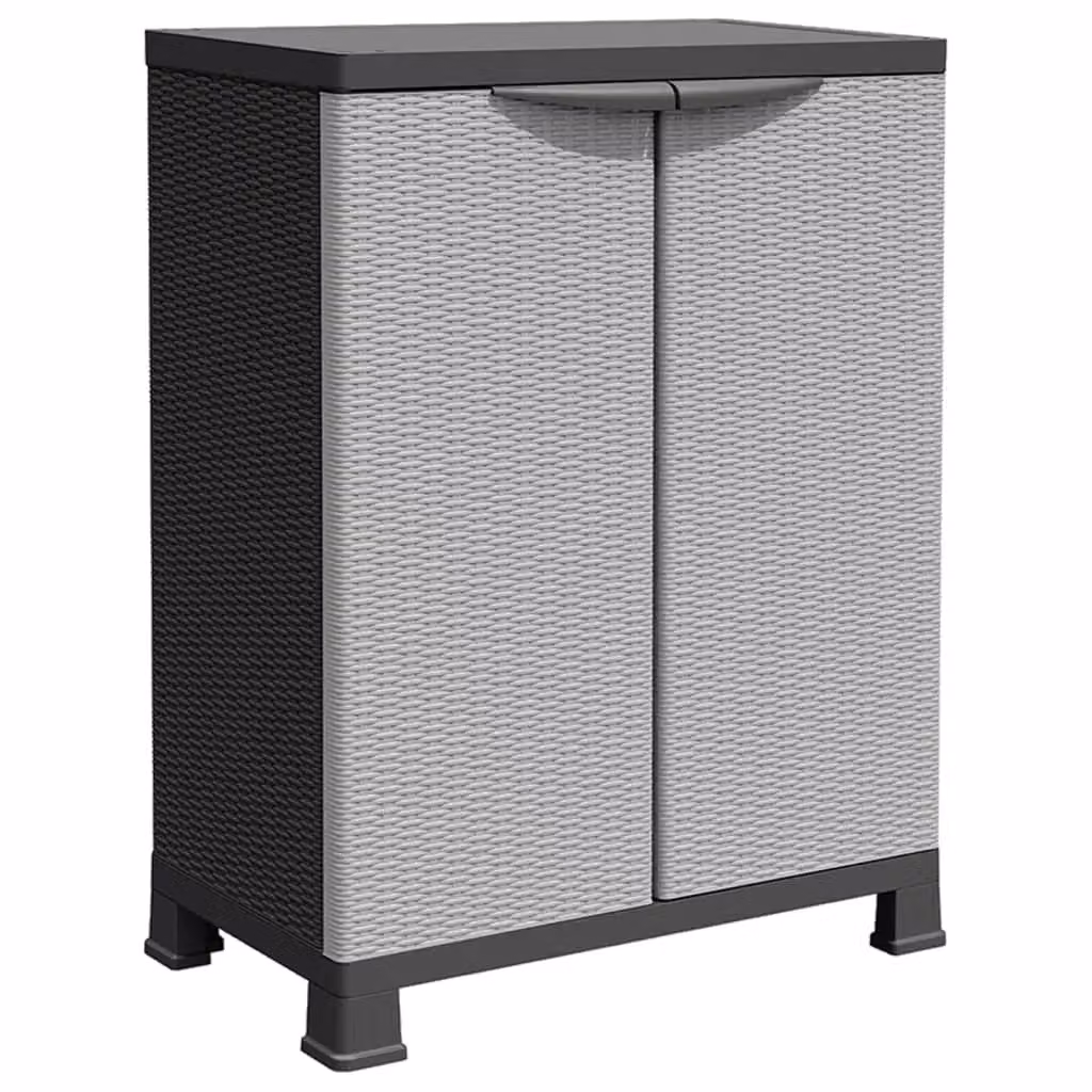 Berkfield Home Plastic Cabinet in Grey with Rattan Design, W/D/H: 68 x 39 x 92 cm – 2