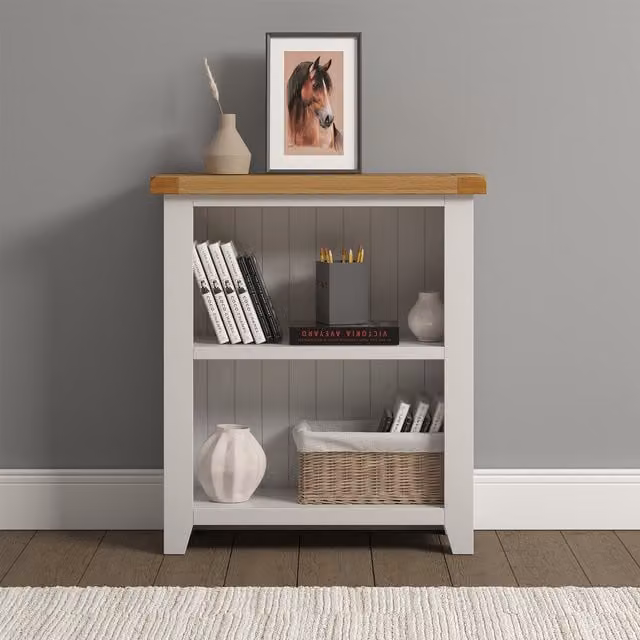 Seconique Windsor Low Bookcase in Ivory Oak Wood