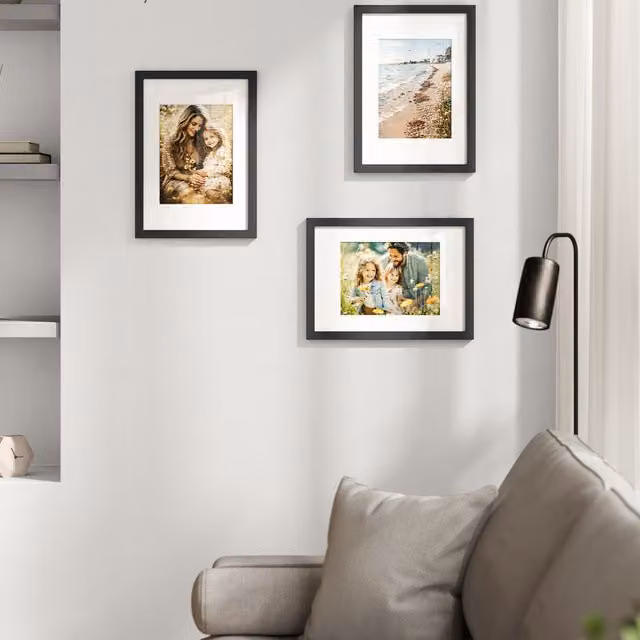 SONGMICS Black Rectangular A4 Picture Frames for Wall Mounting