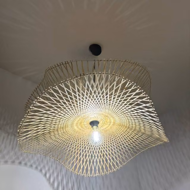 CGC Lighting Tulul Duo Extra Large Natural Bamboo Wave Easy Fit Lampshade, Brown and Beige, Diameter: 80 cm