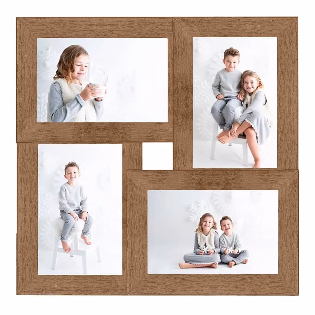 Berkfield Home Modern Rectangular Collage Photo Frame in Light Brown for 4 x 10 x 15 cm Pictures – 2