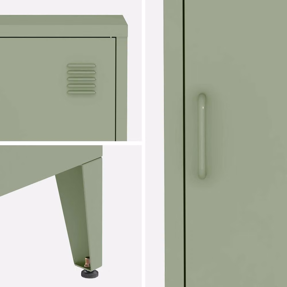 sweeek Metal Bedside Table with 1 Door in Light Green, W/D/H: 38 x 38 x 55.7 cm – 3