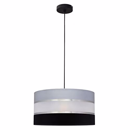 Netlighting Helam Cylindrical Pendant Ceiling Light in Grey, Silver and Black, Diameter: 40 cm