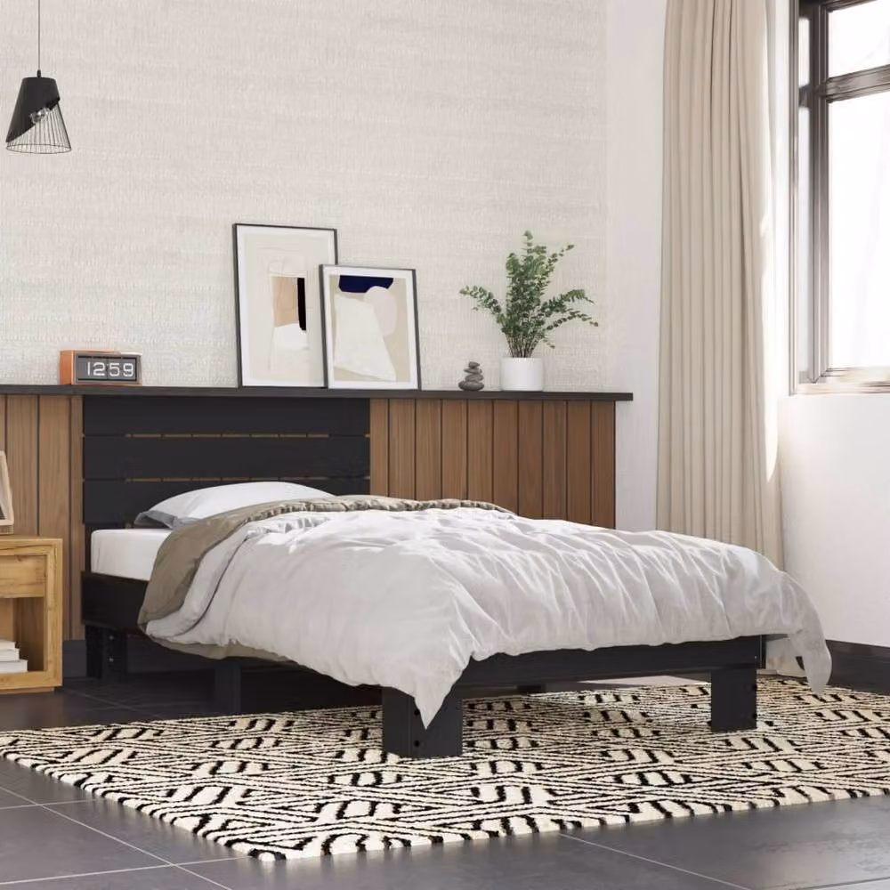 Berkfield Home Small Single Bed Frame in Black, W/D/H: 75 x 190 x 30 cm – 2