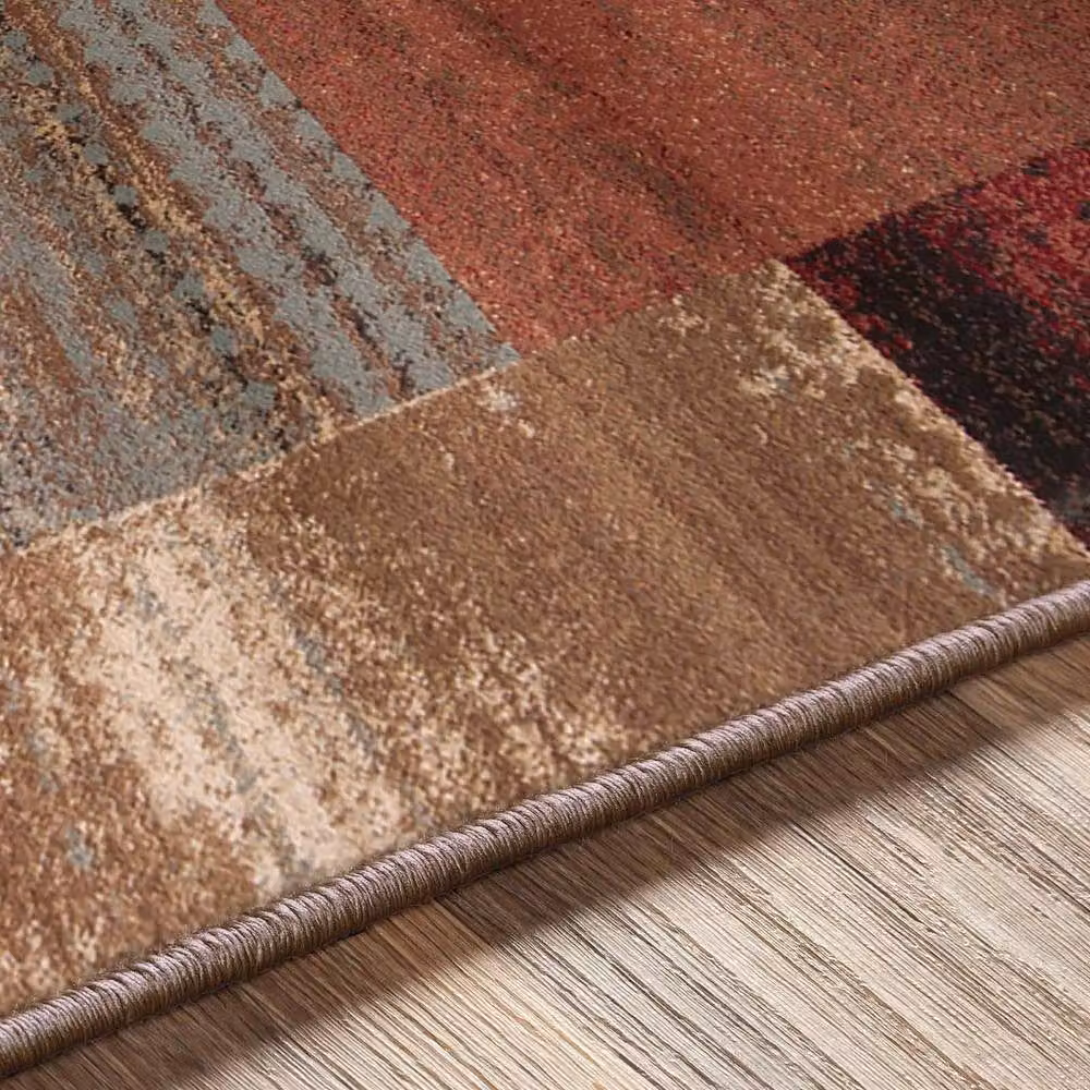 Livabliss Riley Geometric Machine Woven Wool Rug in Red, Brown and Grey, W: 160 cm, L: 230 cm – 2