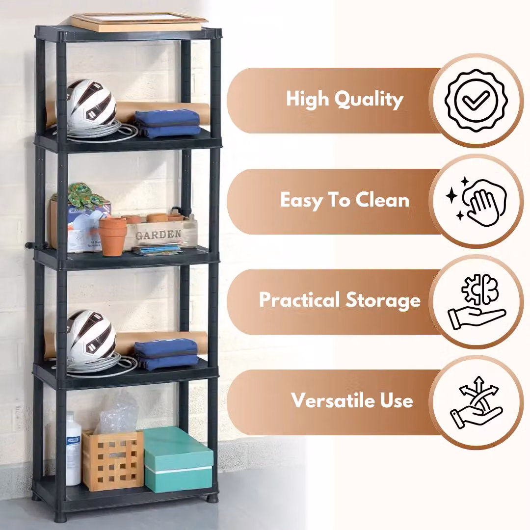 Marco Paul 5 Tier Black Plastic Shelving Unit – 3