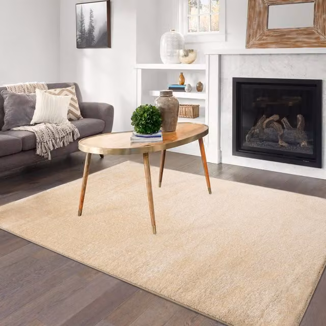 Smart Living Wholesale Ltd. Super Soft Fluffy Thick Pile Shimmer Shaggy Area Rug in Light Beige