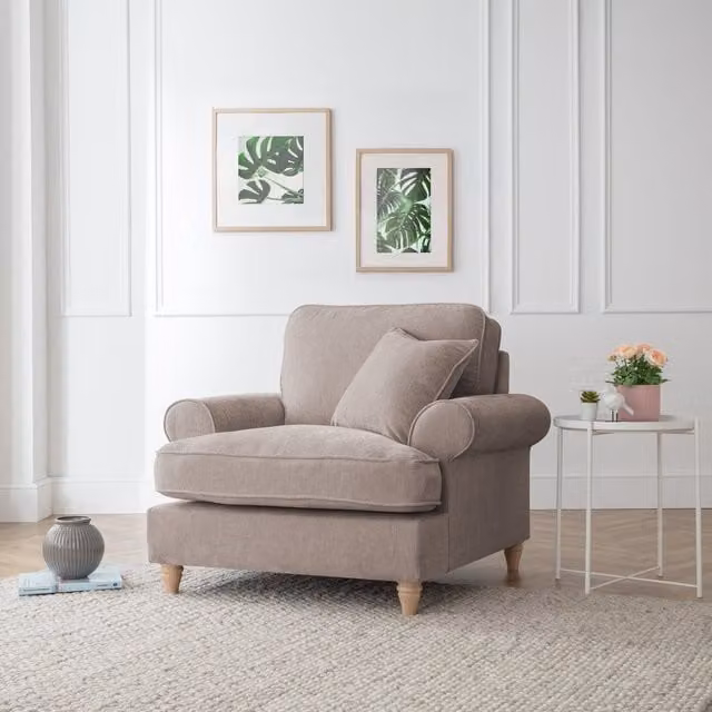 The Great Sofa Company Ezra Textured Velvet Armchair in Beige – 1