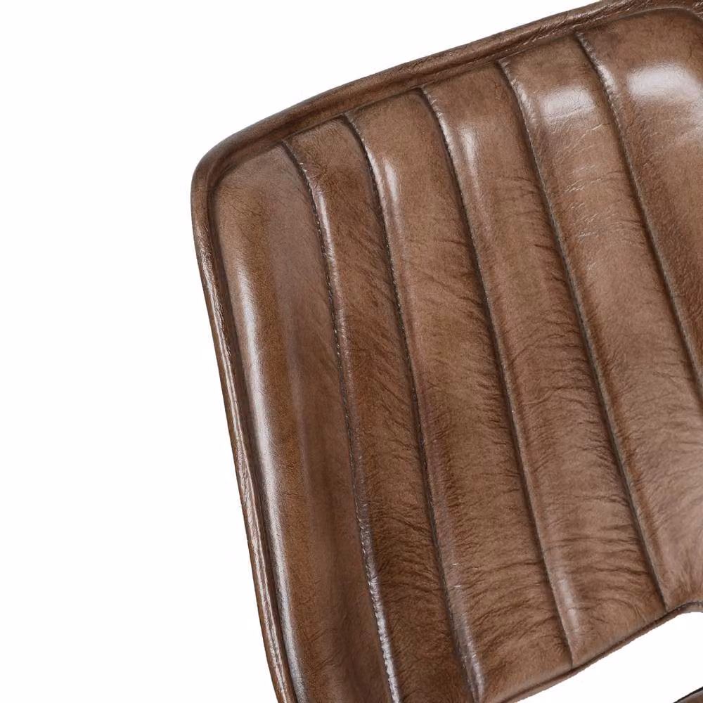 Elm Home And Garden Genuine Leather Kitchen Dining Chair in Tan Brown – 4