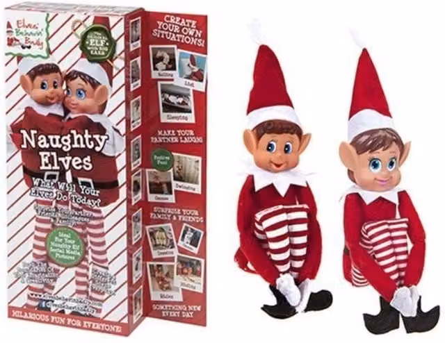 KDMD 2 Pack Christmas Vinyl Head Elf Figures in Red Clothes, 30.48 cm – 1
