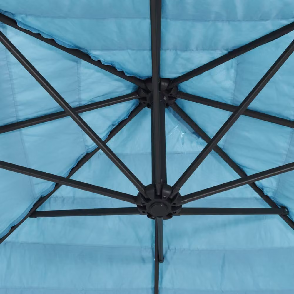 Berkfield Home Garden Parasol in Blue with Steel Pole, W/D/H: 223 x 223 x 213 cm – 3