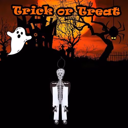 VFM e-Store White Hanging Skeleton Halloween Decoration, 90 cm – 5