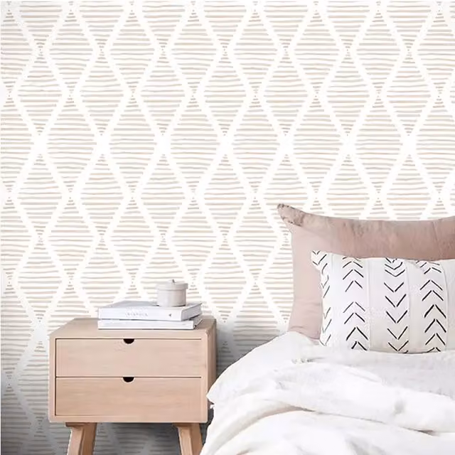Livingandhome 3D Splicing Striped Self Adhesive PVC Wallpaper in Beige and Yellow