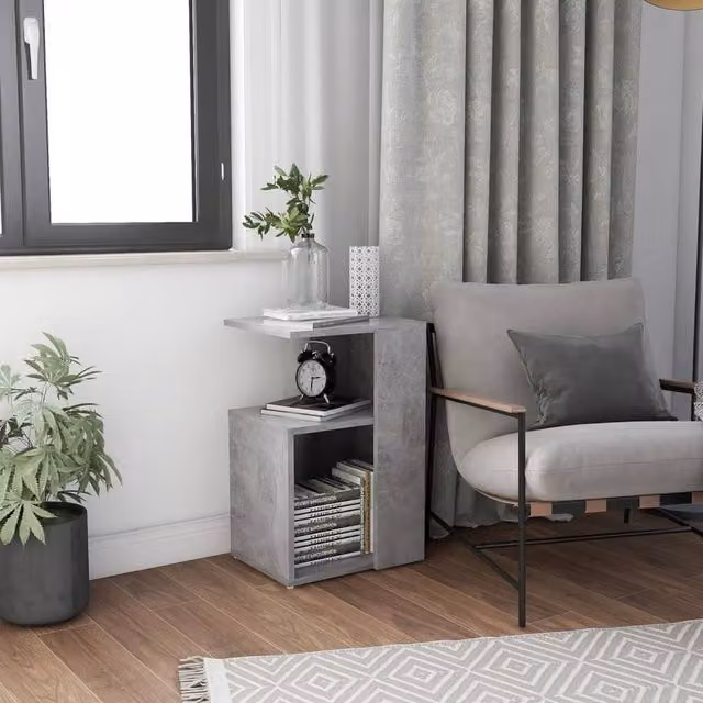 Berkfield Home Modern Side Table in Concrete Grey, W/D/H: 36 x 30 x 56 cm – 1