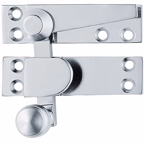 Loops Quadrant Arm Sash Window Fastener in Polished Chrome