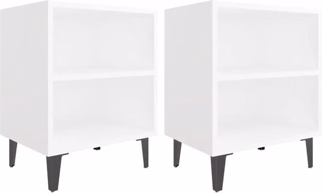 Berkfield Home Set of 2 White Bedside Cabinets with Metal Legs, W: 40 cm, D: 30 cm, H: 50 cm – 1