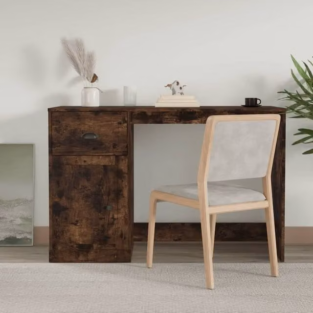 Berkfield Home Modern Computer Desk in Smoked Oak Brown, W/D/H: 115 x 50 x 75 cm – 1