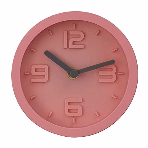 Premier Housewares Modern Round Metal Wall Clock in Pink and Black, W/D/H: 16 x 16 x 4 cm – 1