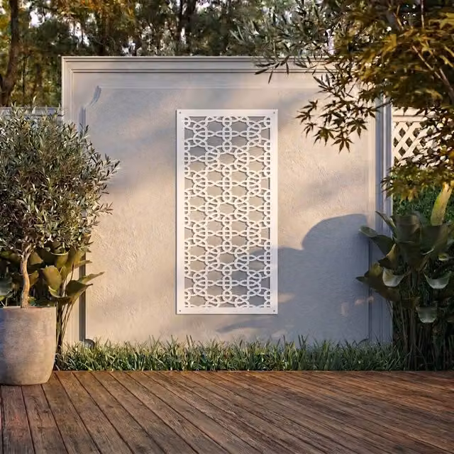 Laser Hut Shafalite Screen Geometric Metal Wall Art in White and Black
