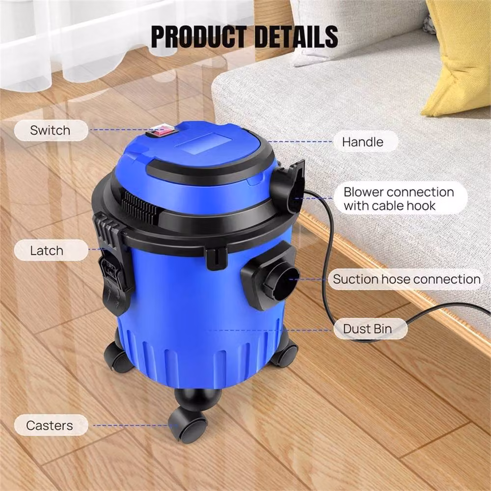 SPETLEK 6000W 3-in-1 Wet and Dry Industrial Vacuum Cleaner in Blue – 4