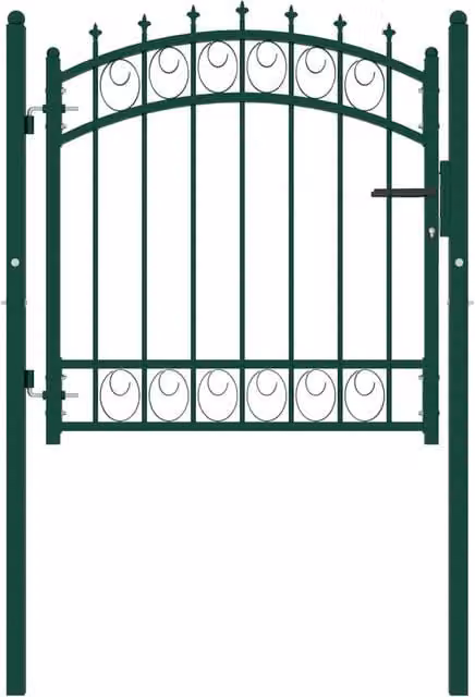 Berkfield Home Green Steel Spiked Swing Fence Gate, W/H: 100 x 100 cm